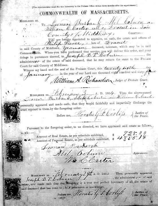 Philip Pierce Probate Record